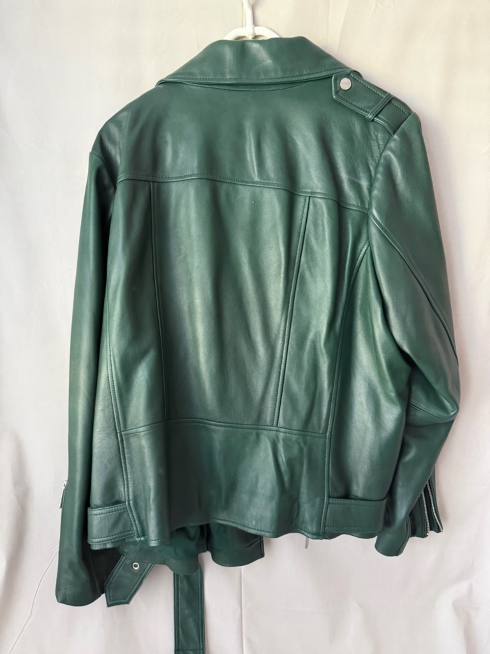 MICHAEL Michael Kors Forest Green Real Leather Moto Jacket (b0237) - Picture 8 of 10
